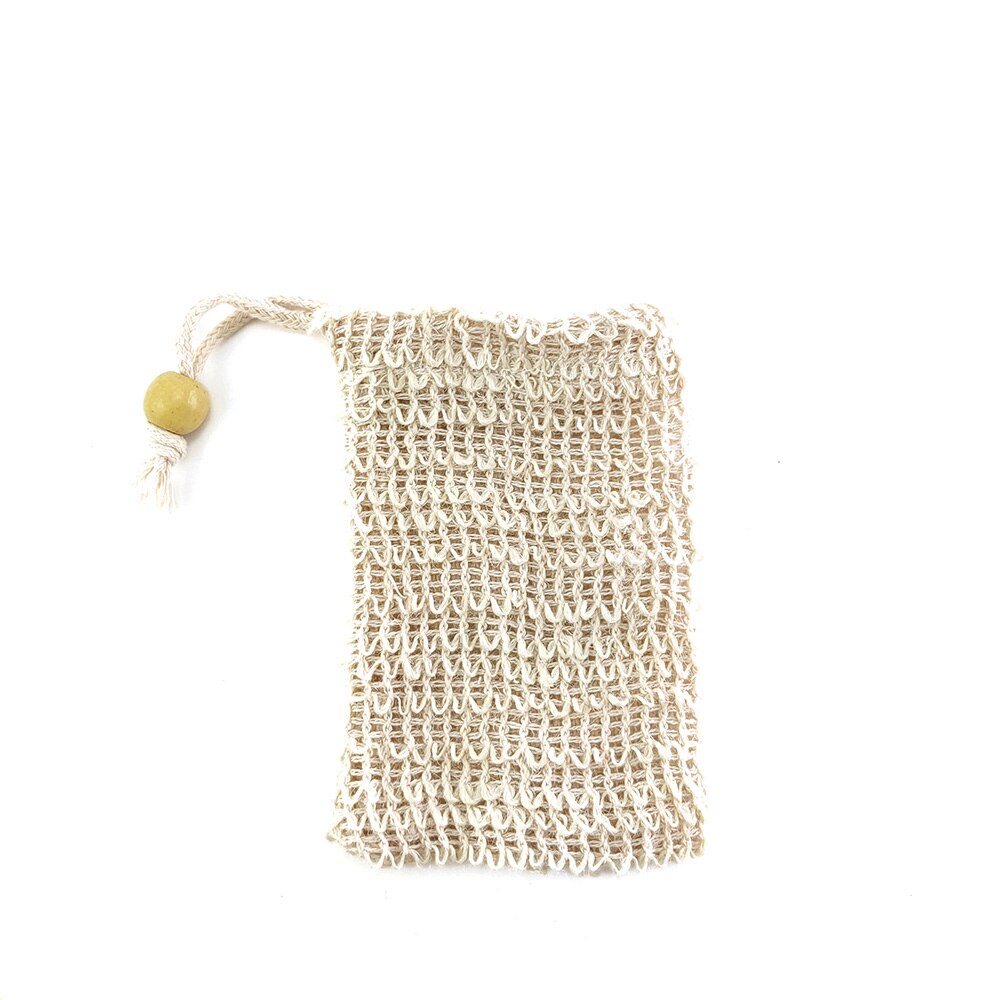 4 st naturlig sisal hampa tvålpåse blisterskum maker mesh tvål nät skummande lätt bubbla mesh påse badrum tvålhållare tvålfodral