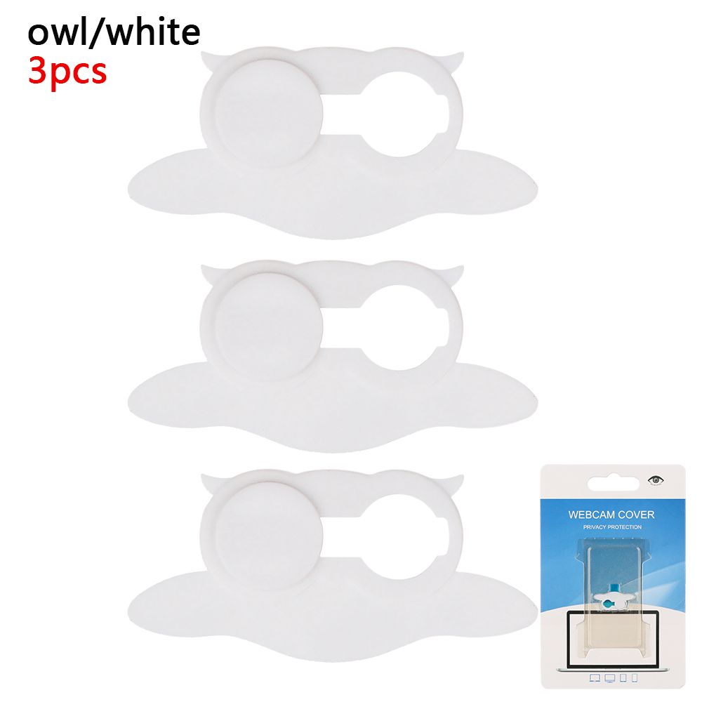 Universal Plastic WebCam Cover Shutter Magnet Slider Camera Cover for IPhone Laptop Mobile Phone Len Privacy Stickers: White 3pcs owl