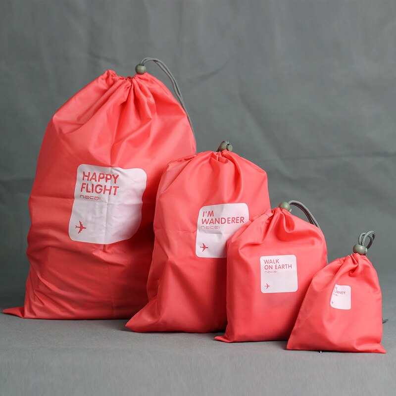 RUPUTIN 4 unids/set, bolsa de viaje con cordón para almacenamiento en seco, bolsa para lavandería, bolsa de maquillaje para cosméticos, ropa interior, organizador, accesorios de viaje: Red