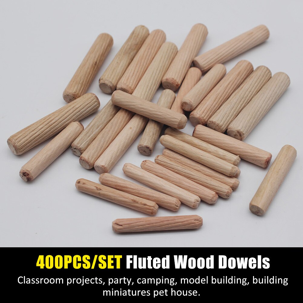400 pièces/ensemble Durable cannelé bois cheville facile Insertion biseauté extrémités conique maison multifonction droite rainuré broches cylindre bricolage