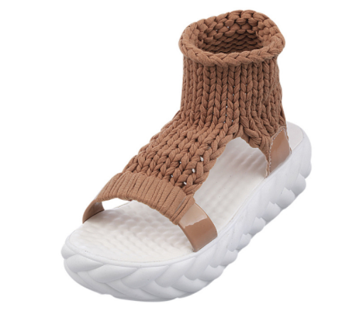 2024 Vrouwen Platform Sandalen Zomer Gladiator Sandalen Schoenen Dikke Hakken Dames Wit Sandalias Casual: Oranje / 35