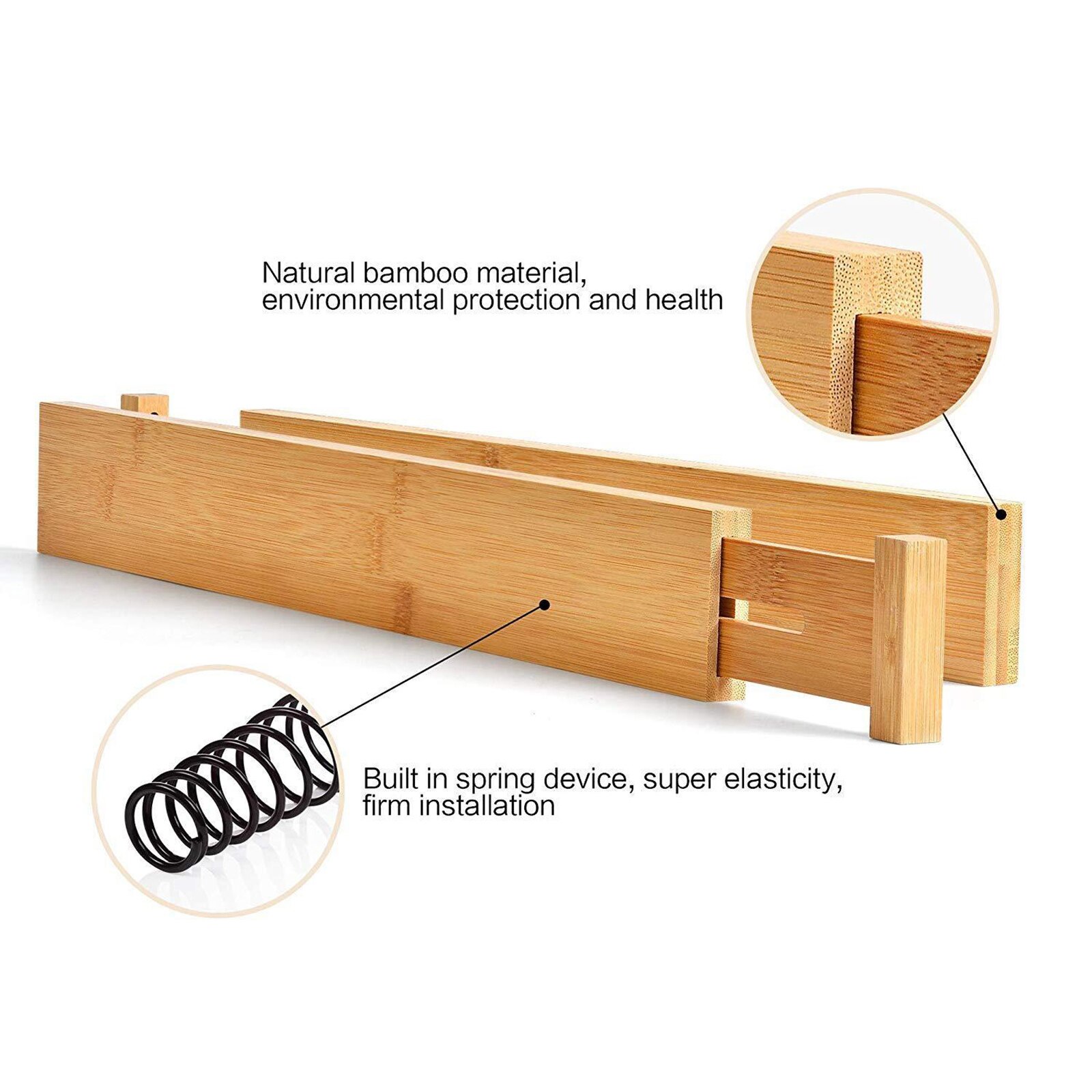 Separadores de cajones de bambú expandibles, utensilio ajustable, organizador para cocina, dormitorio, baño y oficina
