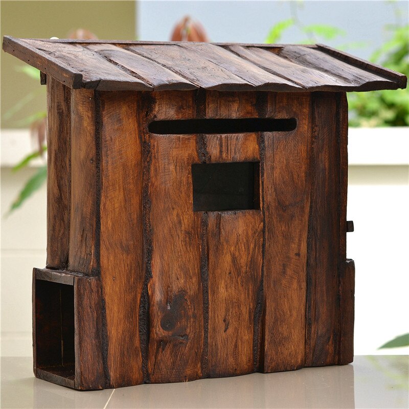 35X38X17CM Wooden Outdoor Mailbox Wall Mounted Newspaper Letterbox Waterproof Post Box Home Company Garden Decor
