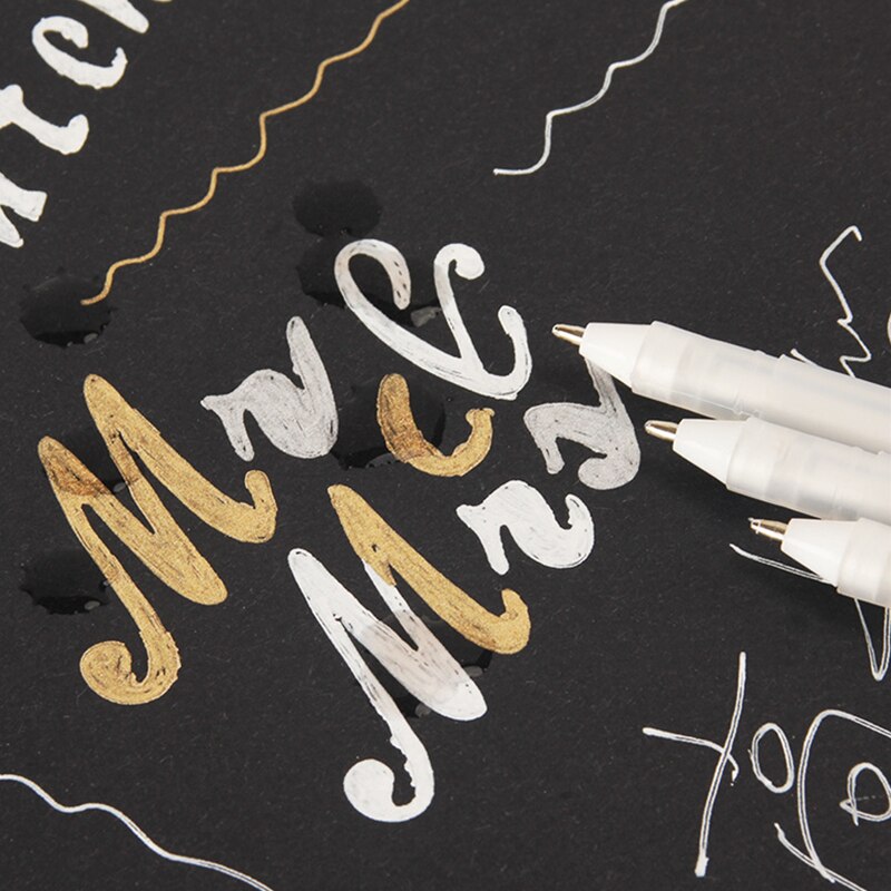 White Highlight Drawing Marker Pen Black Paper Painting Glass CD Tire Graffit Comic Art School Office Supply Stationery
