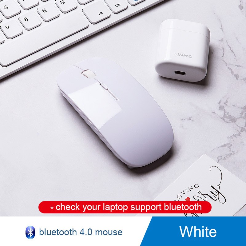 Wireless Mouse USB Receiver Rechargeable Mice for xiaomi/Dell/Hp/Lenovo/Acer/Asus Silent Bluetooth Mouse for Computer Laptop Pc: Bluetooth  white