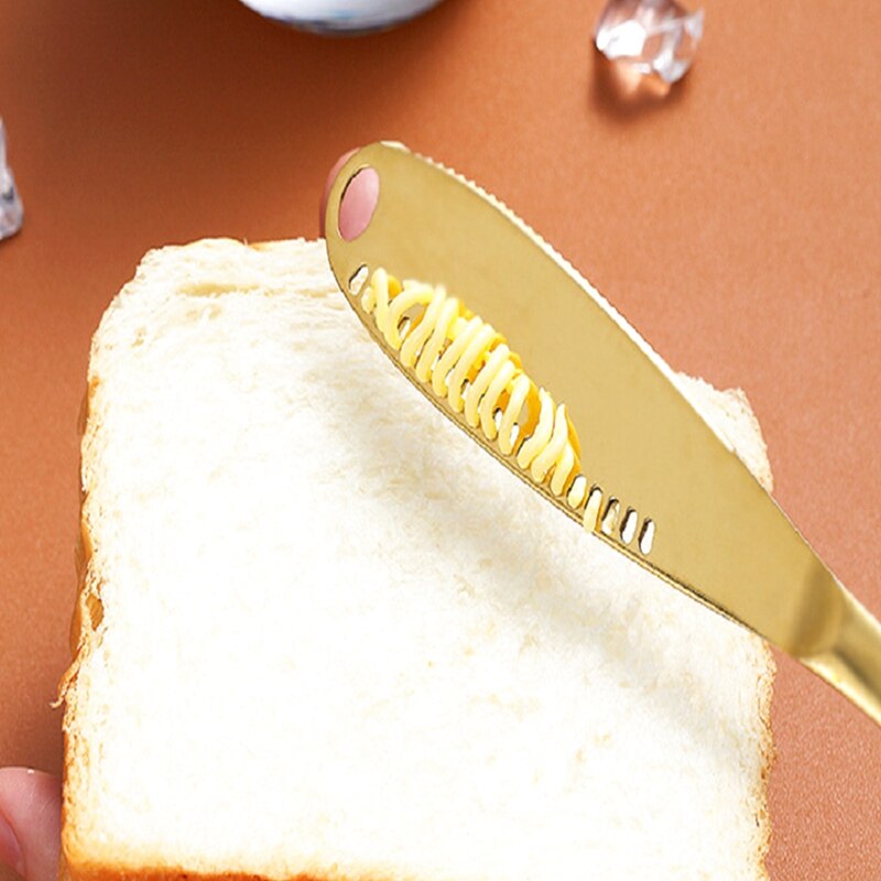 Butter Knife with Hole Cheese Dessert Jam Knife Cutlery Tool Bread Knife Tableware String Cheese Sticks 4Pcs