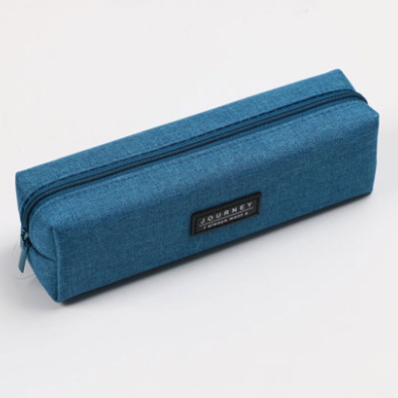 Canvas Blue Pencil Case Solid Color Stripes Simple Pencil Bags for Student Stationery School Supplies Kids: Blue
