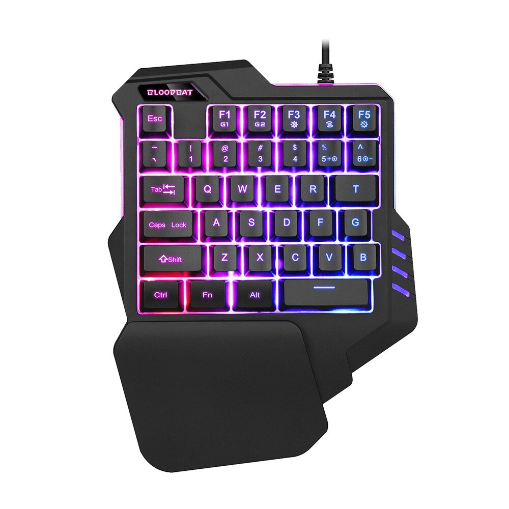 Enkelthånds enhånds gaming tastatur 35 nøgler rgb baggrundsbelyst bærbar mini gaming tastatur mus sæt til pc  ps4 xbox gamer for win