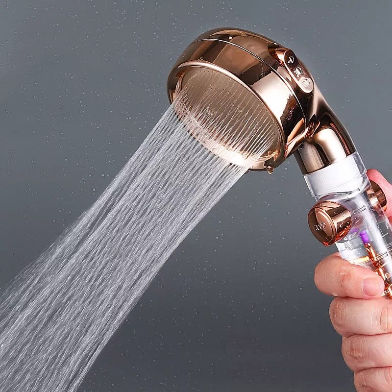 High Pressure 3-function Spa Shower Head Shower Head With Switch On/off Button Filter Bath Head Water Saving Hand-held Shower