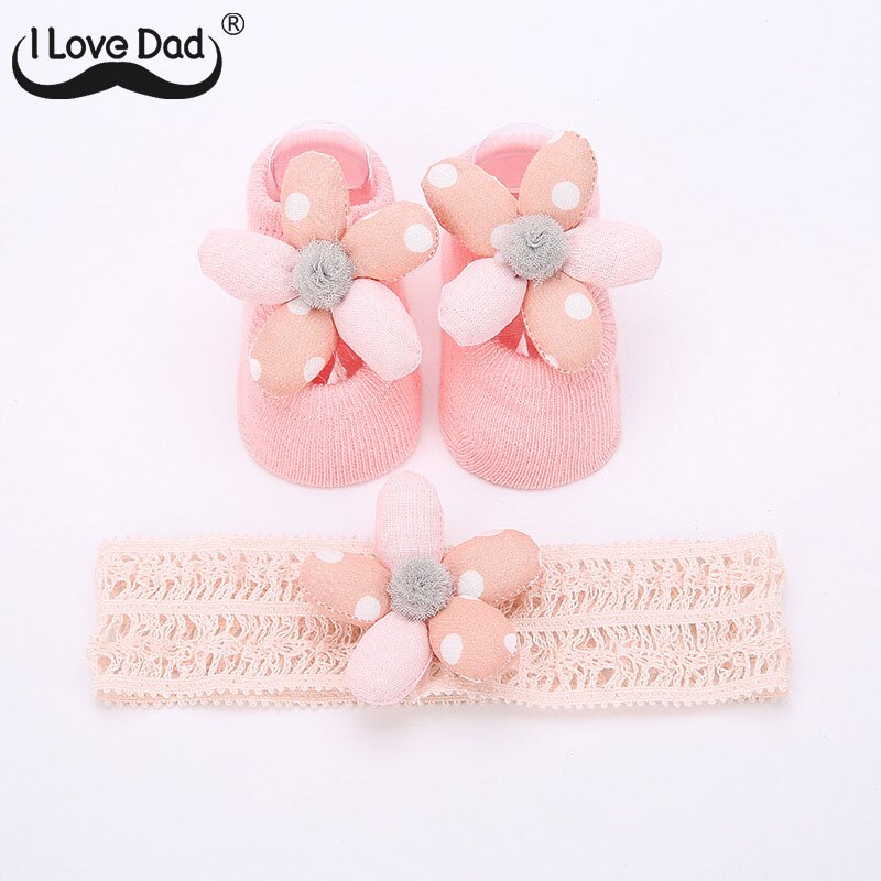 2Pcs/Set Cute Bows Baby Girl Headband Socks Set Lace Flower Turban Elastic Headbands Hairband For Girls Baby Hair Accessories: 05