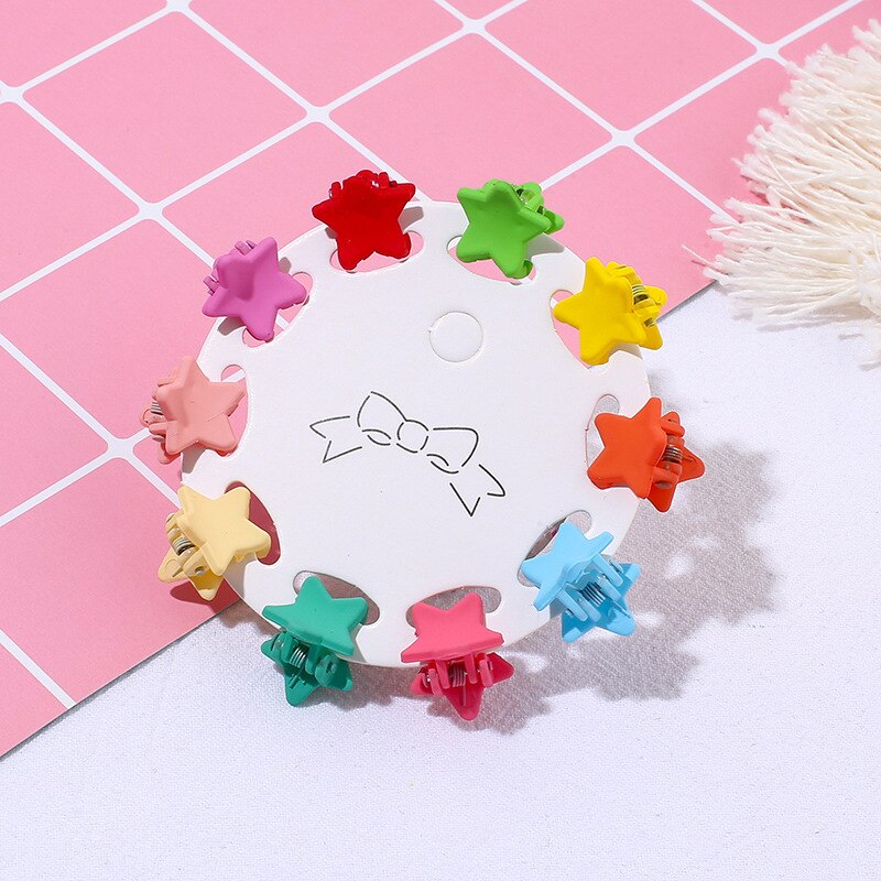 10PCS/Set Girls Cartoon Colorful Flower Mini Hair Claws Kids Sweet Hairpins Children Hair Accessories Cute Hair Clip: B2-1.5cm