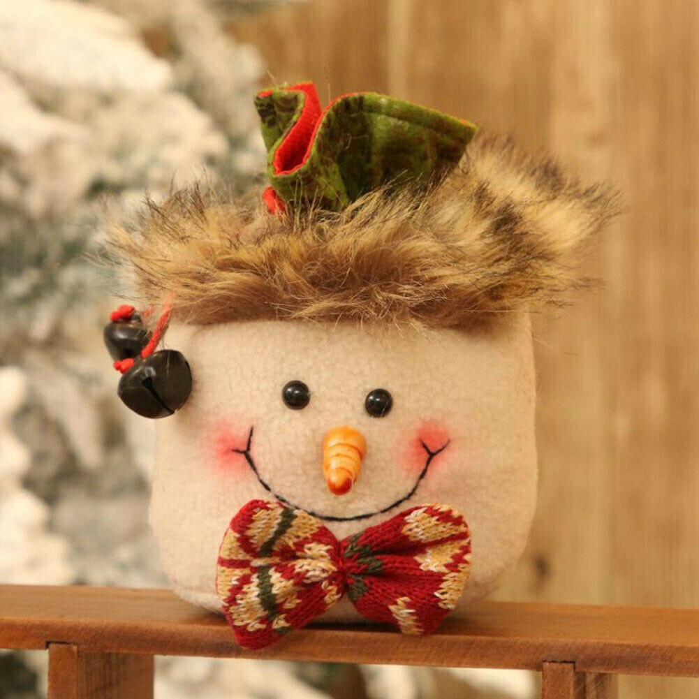 1Pcs Kerst Kids Candy Pouch Tassen Santa Sneeuwpop Elanden Xmas Bag Koord Opbergtas Xmas Decor: Style B  Snowman