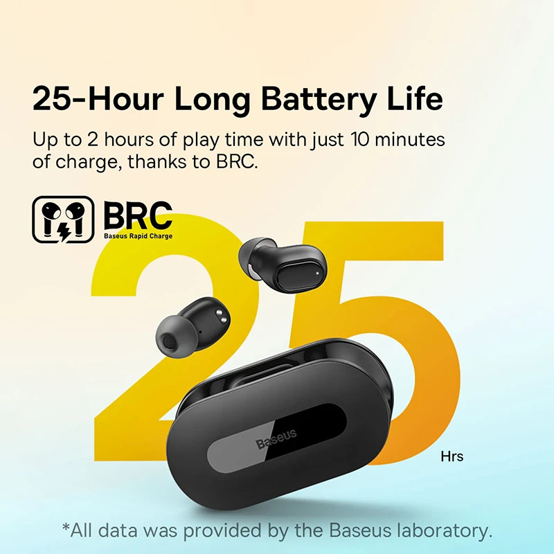 Bezprzewodowe słuchawki Baseus True Bluetooth 5.3 HiFi Sportowe słuchawki douszne Szybkie ładowanie 0,06 'Niski czas oczekiwania 25 godzin odtwarzania