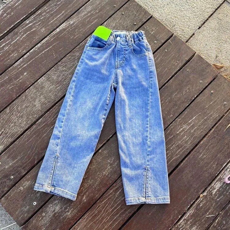 Girls Split Jeans Autumn High-waisted Straight-up Denim Pants Teen Girls Jeans