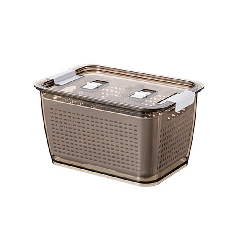 1pcs Fresh Produce Storage Containers Fridge Drip Basket Produce Saver Refrigerator Storage Basket Set Fresh Vegetable Fruit: M brown