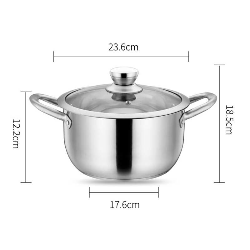 Stainless Steel 2-Piece Stock Pot with Tempered Glass Lid and Double Handles - Easy to Clean and Dishwasher Safe