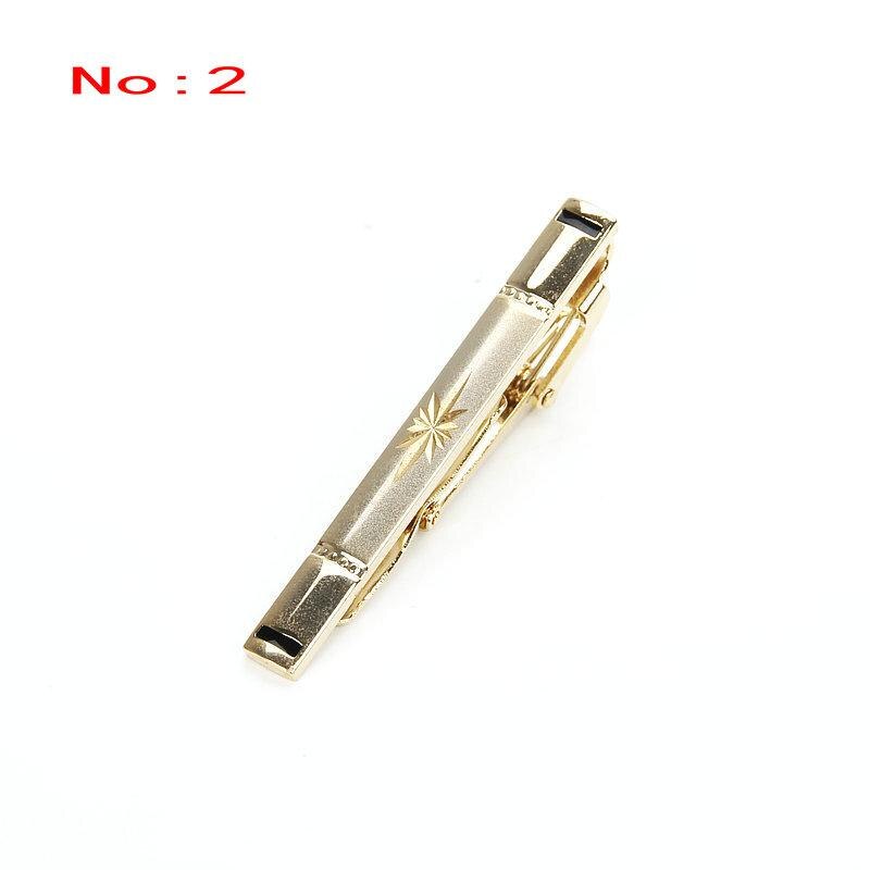 Brand Men's Tie Clip Classic Simple Style Pin Clasp Gold Color Male Business Wedding Necktie Clip Clasp Metal Men Jewelry: 2