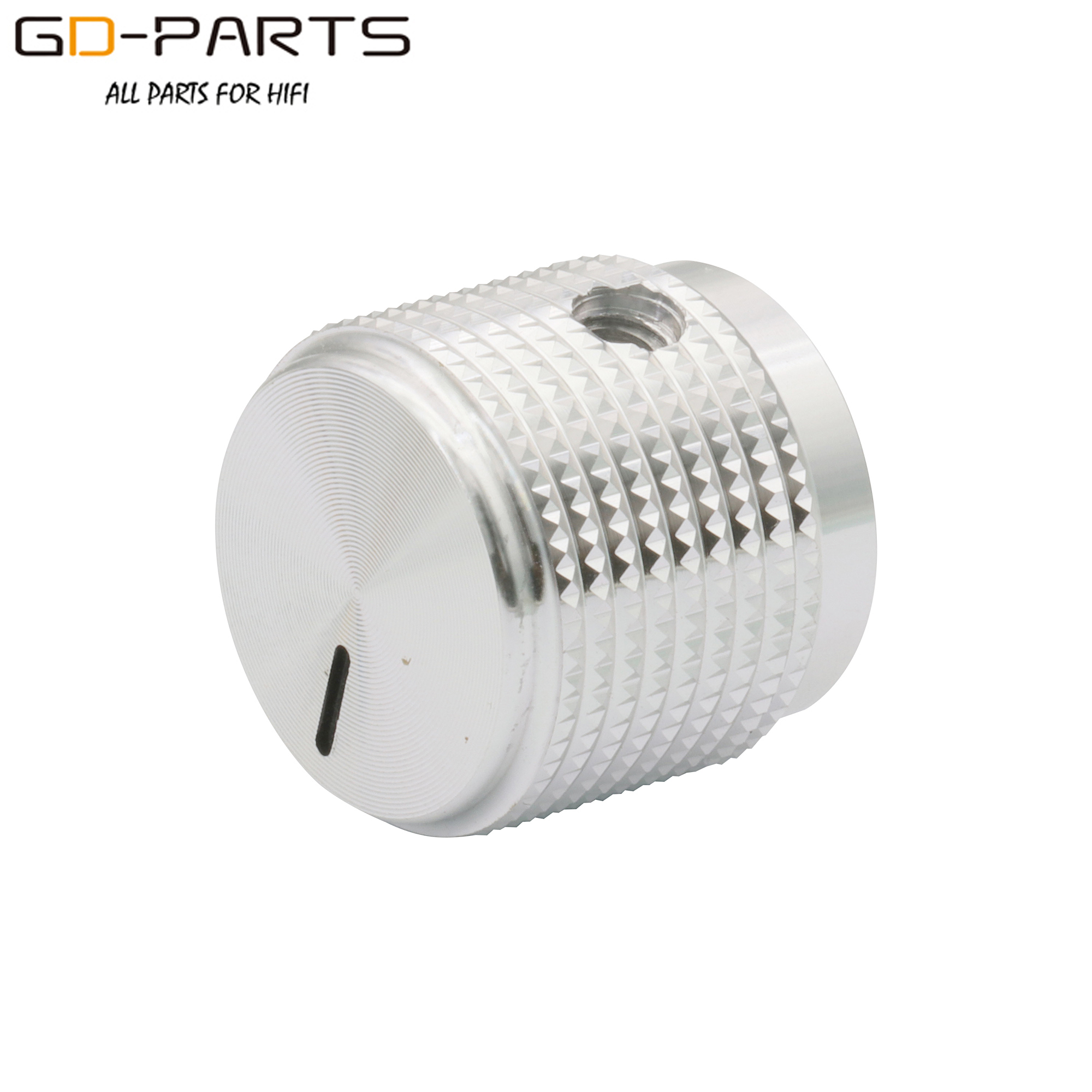 20 x 18 mm gefräster massiver Vollaluminium-Lautstärke-Potentiometerknopf für Radio-Audio-Gitarre-BASS-AMP-Schrank DAC, 6 m Loch: Silber