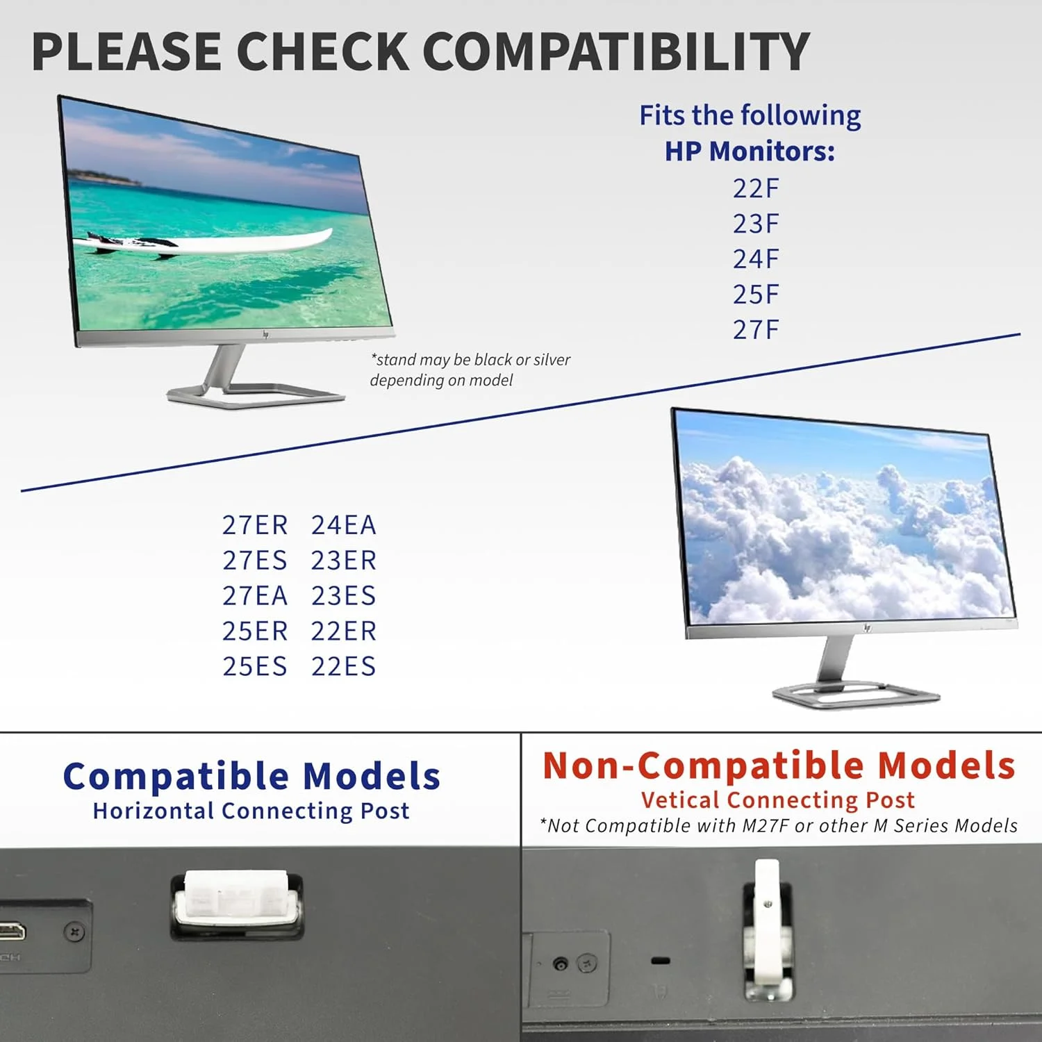 VESA-montageadapter compatibel met HP 25" 27" inch 25er 25es 27er 27es 27ea IPS LED-monitorbeugelbevestigingen voor arm-/bureaumontage