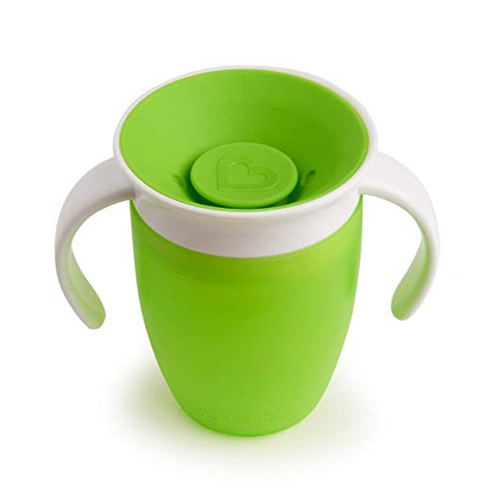240ml baby læring drikke kop mirakel 360 graders træner kopper no-spill træner vand kop med to håndtag til spædbarn baby: Grøn