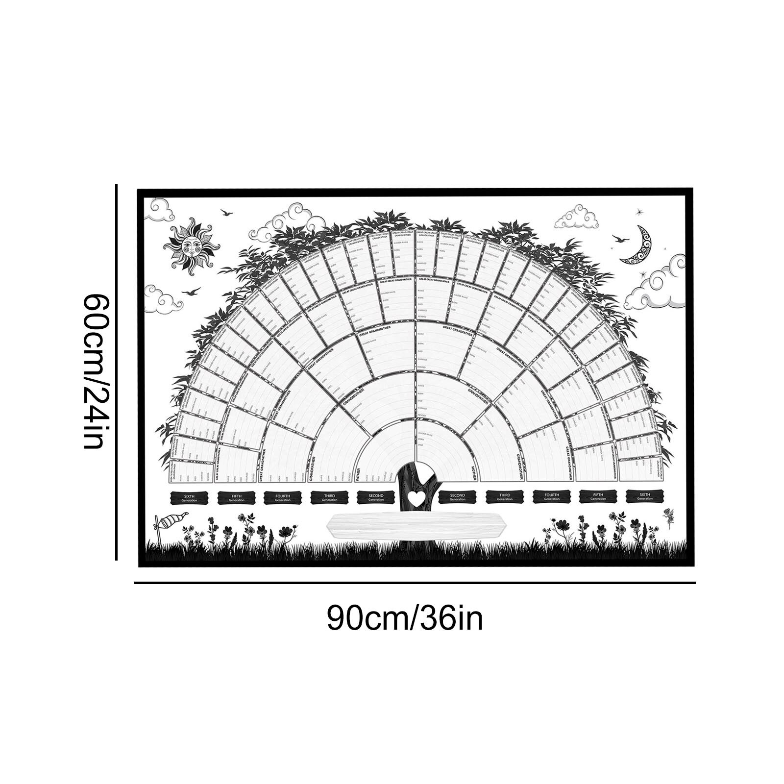 Mural de paisaje familiar para decoración de dormitorio, pintura en lienzo con arte contemporáneo impreso, 5 generaciones: L