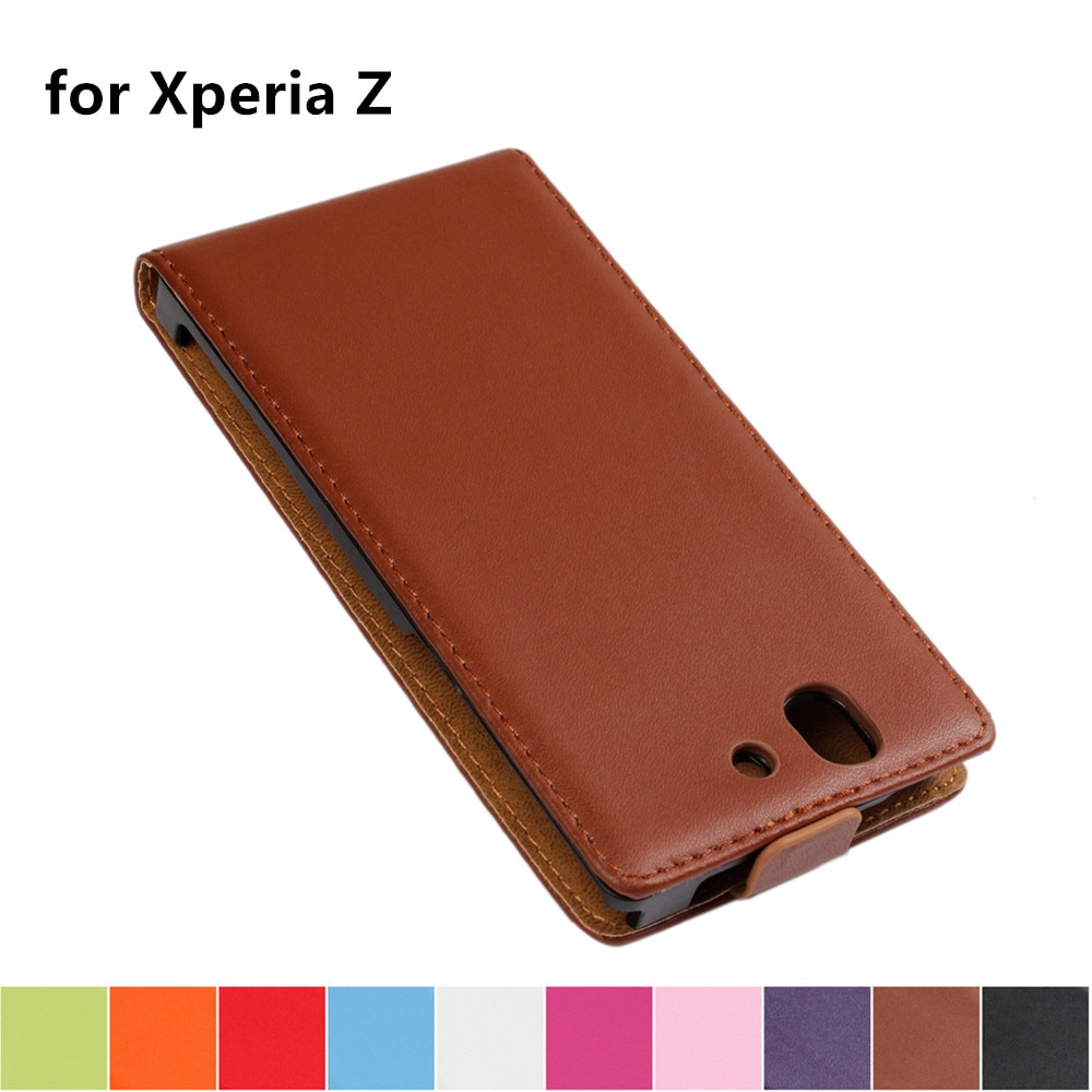 Clamshell telefon cover læder taske til sony xperia z  c6602 c6603 magnetisk adsorptionsspænde hylster flip coevr cover