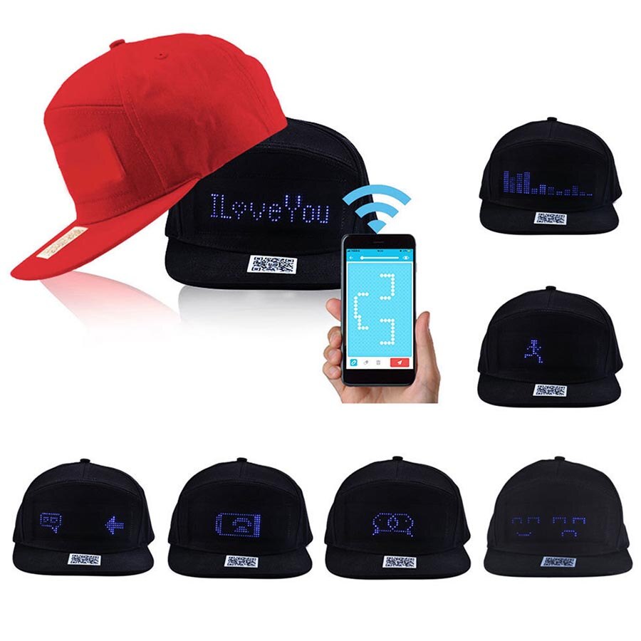 Led Display Hoed Veiligheid Riding Light-Emitting Hoed Diy App Bluetooth Programmering Party Sport Cap