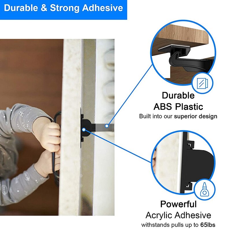 20 Pack Kind Proofing Kast Sloten Zwart, Baby Veiligheid Vergrendelingen Met Sterke Lijm, Baby Proof Klink