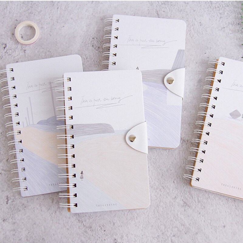 Button Notepad Flip Coil This Small Fresh Portable Spiral Notebook Diary Book Paper Sketch Book Office School Supplies
