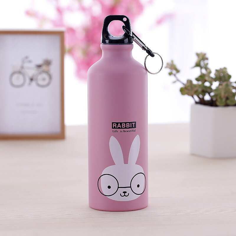 Kids Travel Water Bottle Cute Cartoons Animal Pattern Bottle Cup School Office Bottle Outdoor Sport Hiking Climping Drinking Cup: Rabbit