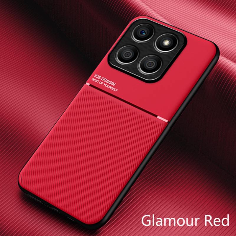 Magnetic PU Leather Case For Honor X8B X8A X8 5G Cover Car Holder Luxury Silicone Protection Phone Case For Honor 70 Lite X6 X6S: Microfiber / Red