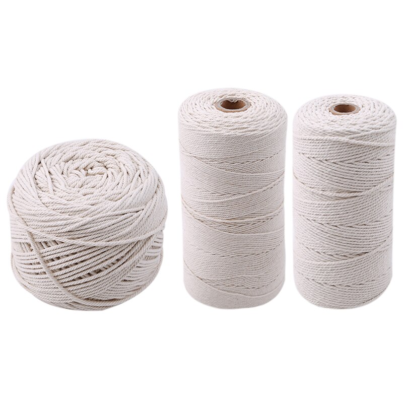 1mm/2mm/3mm Natural Handmade Cotton Cord Thread Macrame Crochet Rope DIY Hanging Tapestry Weaving Yarn Knitting Rope