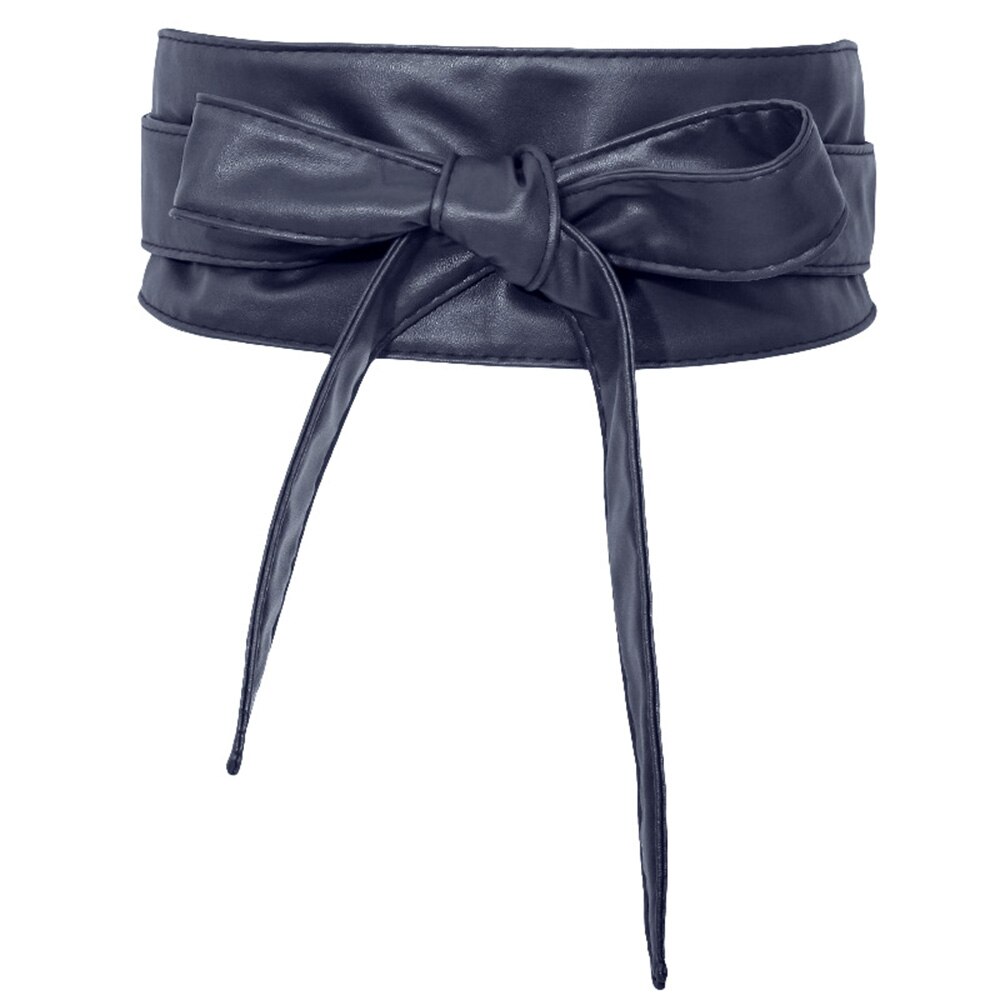 Riem Obi Stijl Taille Band PU Lederen Voor Vrouwen Wrap Rond Zachte temperament: Sapphire Blue