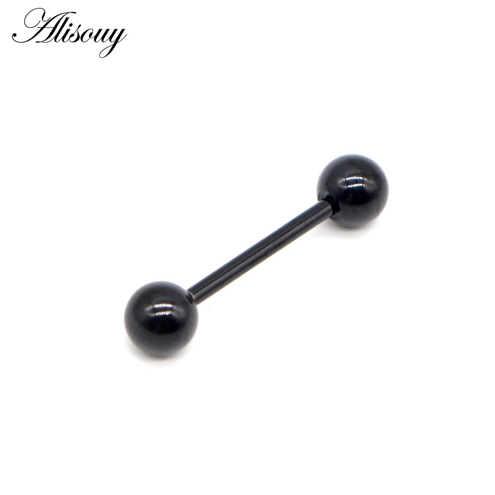 Alisouy 1 st 14g 9 Kleuren Tong Piercing Septum ear Kraakbeen nailTunnels Oordoppen labret lip Body piercing Sieraden 1.6*16*6mm: B Black