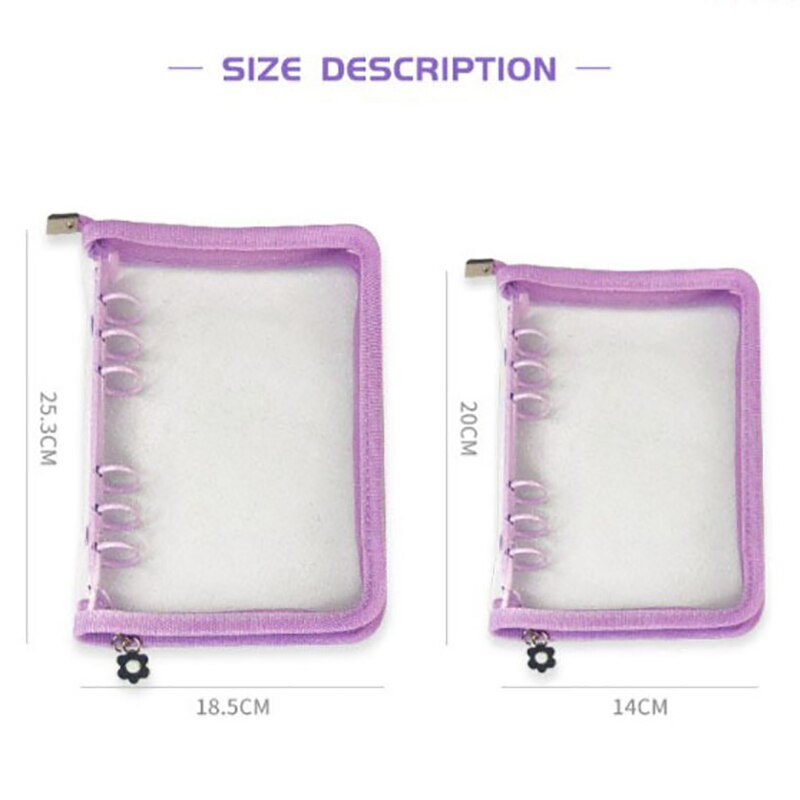 A5 A6 Losbladige Notebook Cover Glitter Rits 6 Gat Bindmiddel Clip Notepad