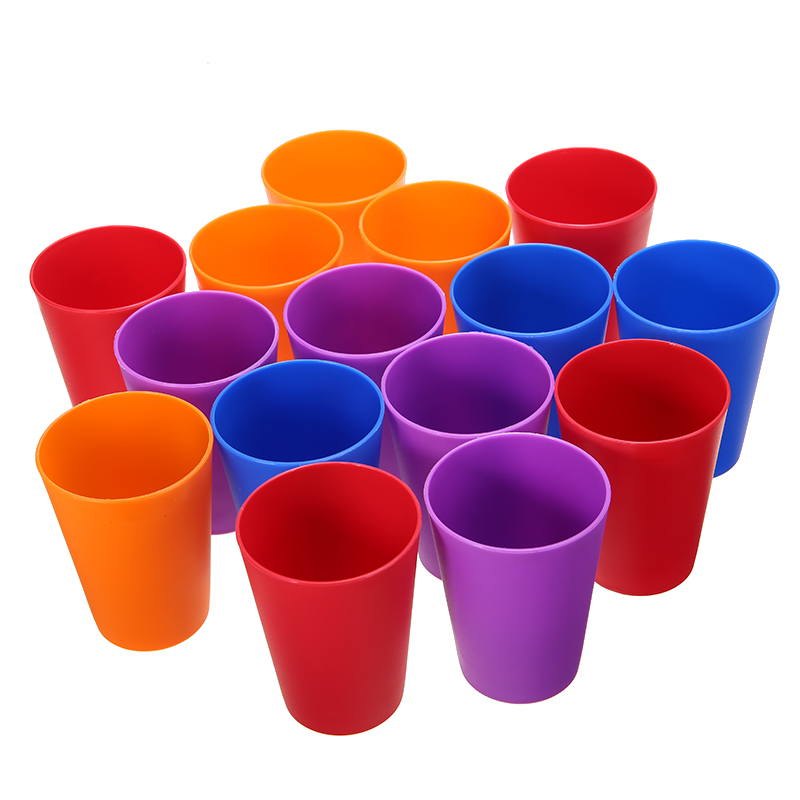 15pcs Plastic Cups Colorful Water Cup Party Supplies Drinking Cup Reusable Home Beverages Milk Tool Tableware Accessories