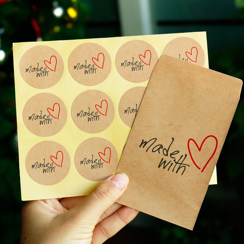 50 stuks Papieren Envelop Set met stickers Vintage Gemaakt met Liefde Mini Kraft Envelop Bruiloft Uitnodiging Envelop