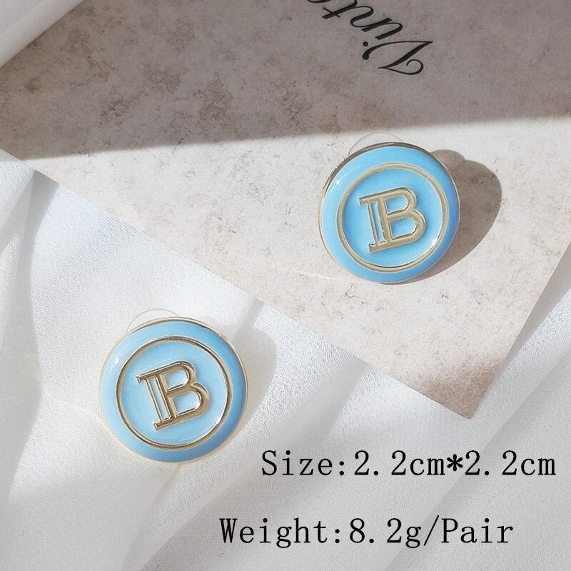 HANGZHI Neue Runde Geometrische knapp B Bunte Tropfen Öl Emaille Metall Kupfer Zucht Ohrringe Frauen INES retro Süße Ohrringe Schmuck: D