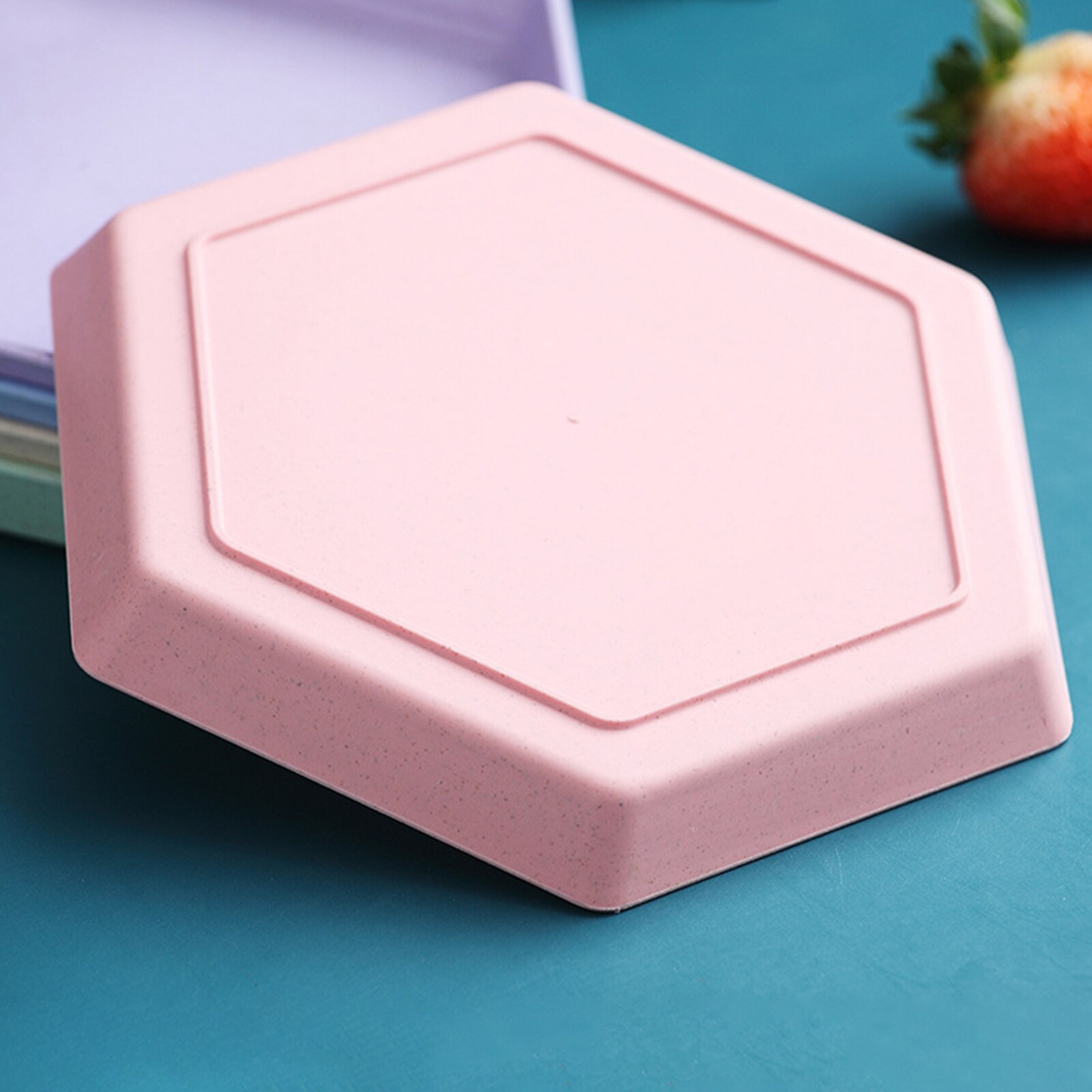 Hexágono trigo palha pan prato frutas pratos pires bandeja de chá cor sólida sobremesa placa de pão engrossar bandeja placa de frutas