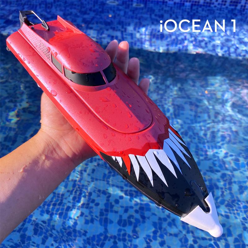 RCtown – bateau RC iOCEAN 1, 2.4g, 25 km/h, grande vitesse, simulation, télécommande, modèle de bateau, jouet, temps de navigation 15 minutes: red