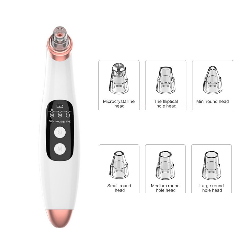 Electric LCD 6 Suckers Blackhead Remover Facial Clean Skin Care Pore Acne Black Point Vacuum Suction Beauty Clean Skin Tool