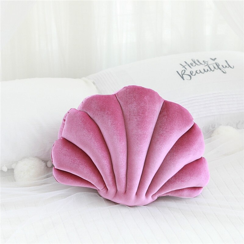 Schelp fluwelen rug schelp gevuld pluche kussen thuis thuis bed bank kussen decoratie pluchen speelgoed: Bordeauxrood