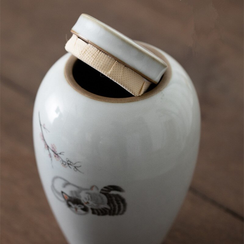 Ceramics Ash Urn Sealed Cremation Funeral Ashes Keepsake Animals Pet Cat Memorial Suitable Home Fireplaces Burial Urns Ceramic