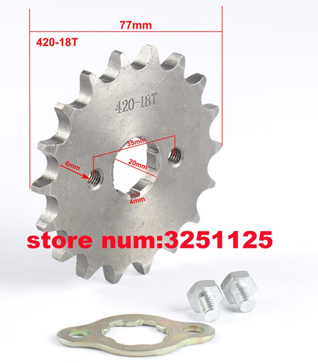 Atv 420 18 tand 20mm front motor kæde tandhjul gear til 50cc - 160cc kinesiske 4 hjulede quad pit dirt monkey cykel motorcykel: 18t