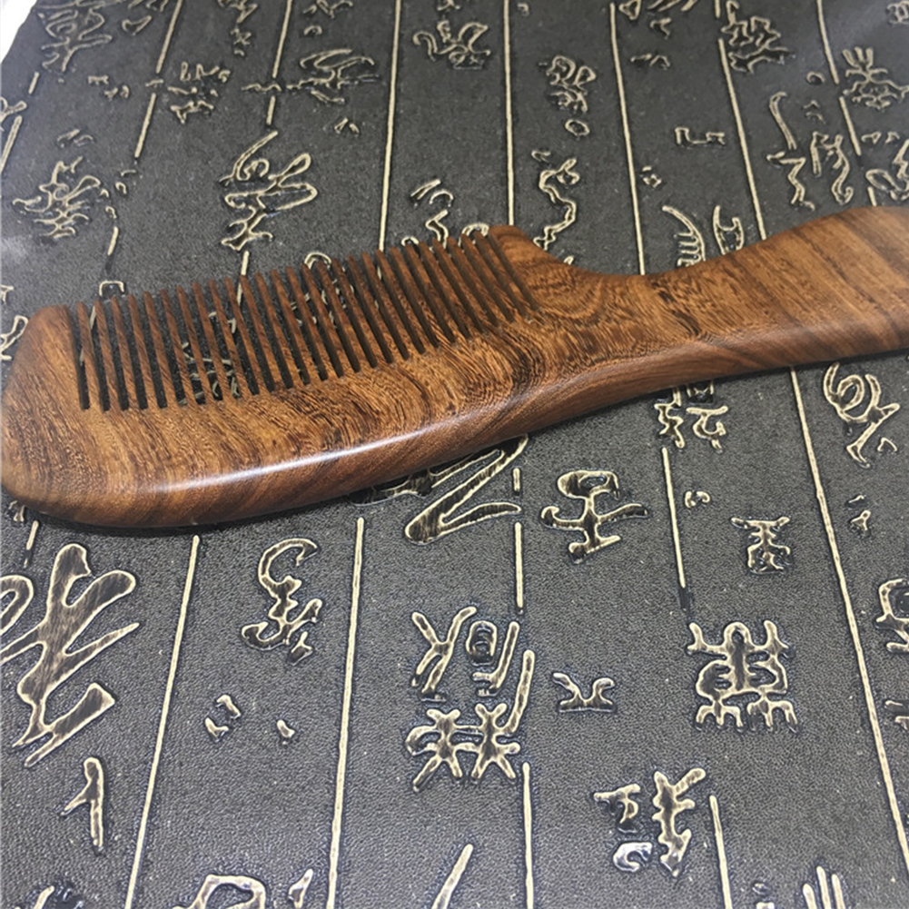 Draagbare houten kam boetiek grote groene sandelhouten kam met brede/dichte tanden, grove massagekammen, haarpeer voor vrouwen  l0725