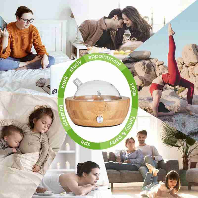 Difusor de aceite esencial nebulizante sin agua para el mejor de oficina, vidrio de colores Led para el hogar, aromaterapia, madera de haya, 25Ml, L0F0