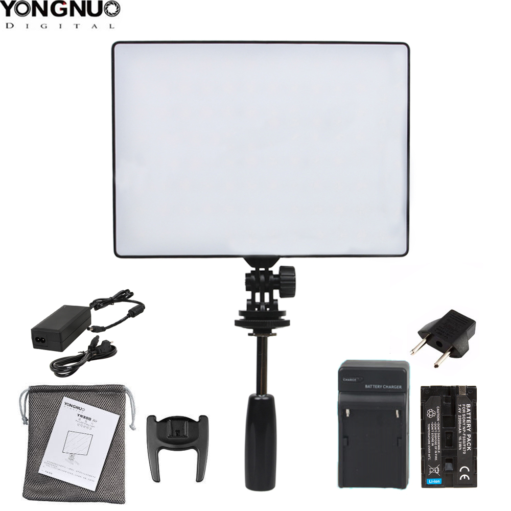 Heißer YongNuo Offiziellen YN300 Air YN-300 Air Pro LED Kamera Video Licht mit Batterie Ladegerät kit fotografie Licht + AC power adapte