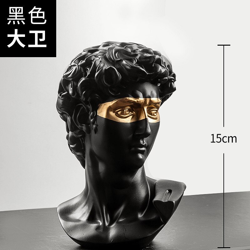 Sculpture David Head Resin Statue Europe David Statues Nordic Home Decoration Accessories Modern Home Decor Office Tabletop: David Black