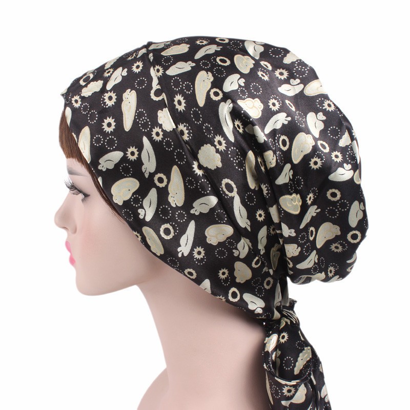 Pañuelo de lazo de satén para mujer, turbante Hijab islámico musulmán, cómodo gorro para dormir, envoltura de pelo rizado, pañuelo de seda para la cabeza, novedad