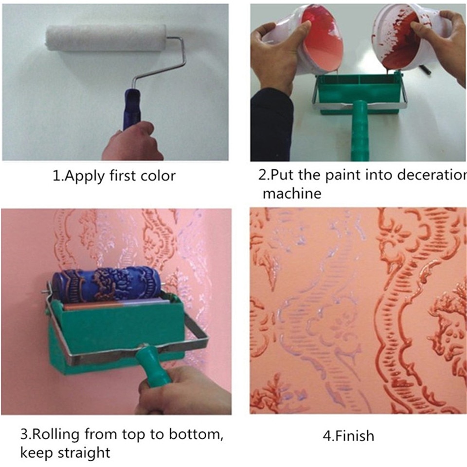 Rodillo de pintura para decoración de pared, rodillo de pintura de 5  pulgadas, rodillo de herramientas de cepillo de goma para empapelar  habitación